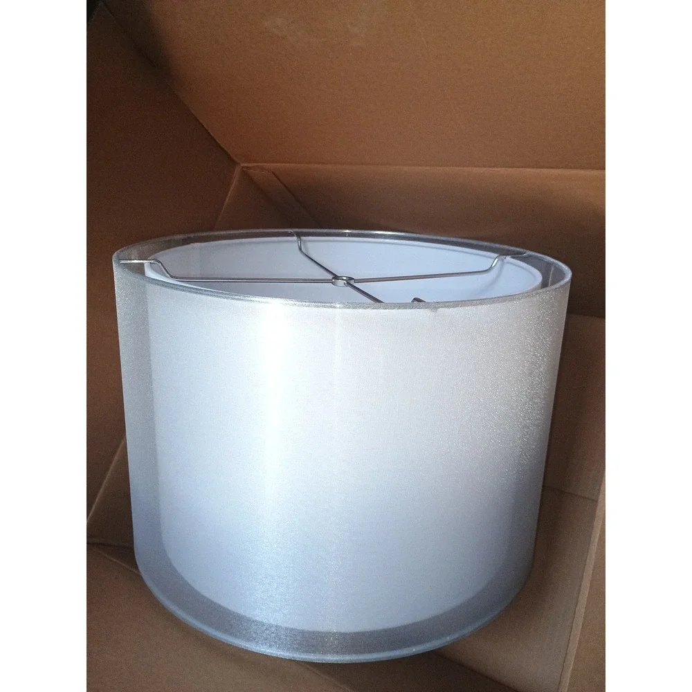 Pottery Barn Lamp Shade Unisex 16in Silver New Double Layer Drum 57746377